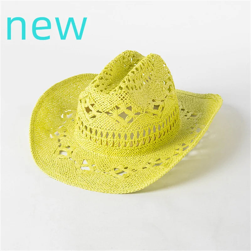 Summer Straw Cowboy Hat Hollow Woven Straw Hat