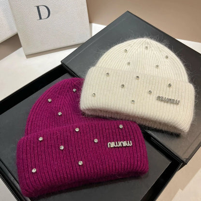 New Luxury Rhinestone Knitted Hat