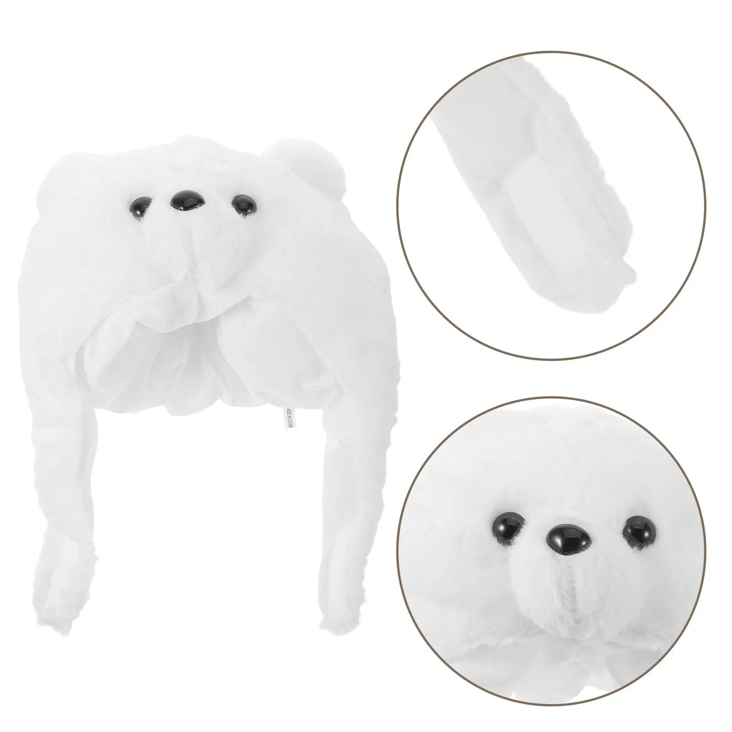 Polar Bear Hat Soft Lightweight Animal Headwear Funny Party Masquerade Cap