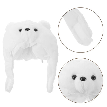 Polar Bear Hat Soft Lightweight Animal Headwear Funny Party Masquerade Cap
