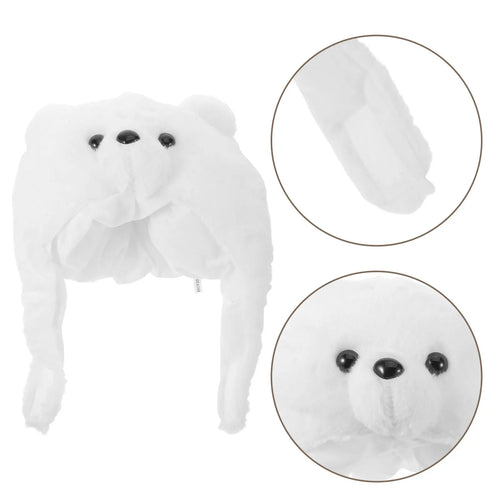 Polar Bear Hat Soft Lightweight Animal Headwear Funny Party Masquerade Cap