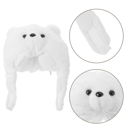 Polar Bear Hat Soft Lightweight Animal Headwear Funny Party Masquerade Cap