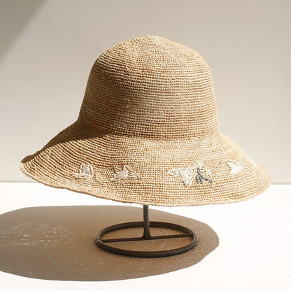 2026 Handmade Big Brim Hat Oversized Tassel Burrs Women Men