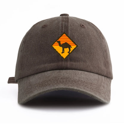 Camel Print Washed Baseball Cap For Adults, Minimalist Retro Style Casual Soft
