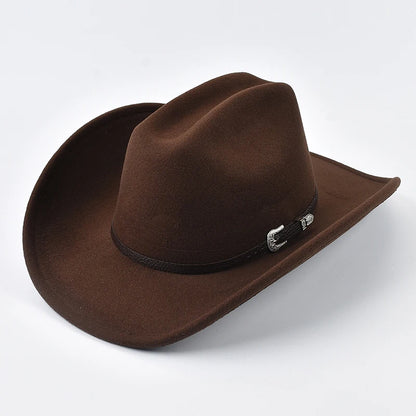 Unisex Western Cowboy Hat With Leather Vintage