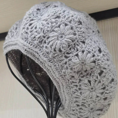 New Winter Crochet Beret For Women Wool Knit Hat