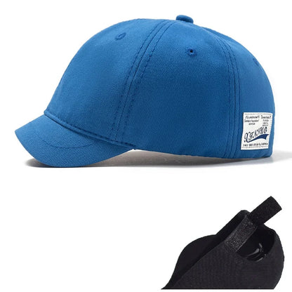 Men's Short Brim Baseball Cap Casual Solid Corduroy Soft Top Cap