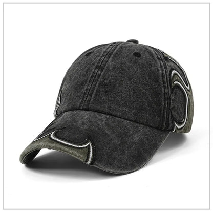 Fashion Washed Cotton Flame Embroidery Dad Hat