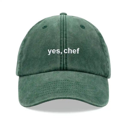 1pc "yes, Chef" Printing Baseball Cap Vintage Washed Unisex Dad Hat