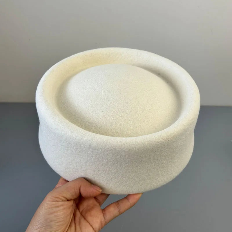 Retro Flight Attendant Ball Berets Hat Women's 100% Wool