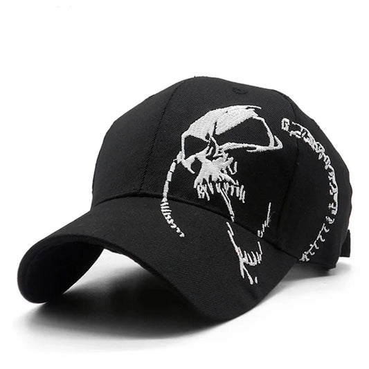 Embroidered Skull Cap For Men Cotton Sports Baseball Caps Fashion Black Pattern