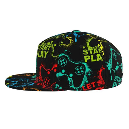Video Game Controller Snapback Hat Unisex Flat Bill Hat Novelty Adjustable Hip Hop Flat Brim Sun Cap