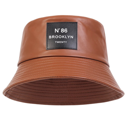 Unisex N86 Label Personality Pu Leather Bucket Hats