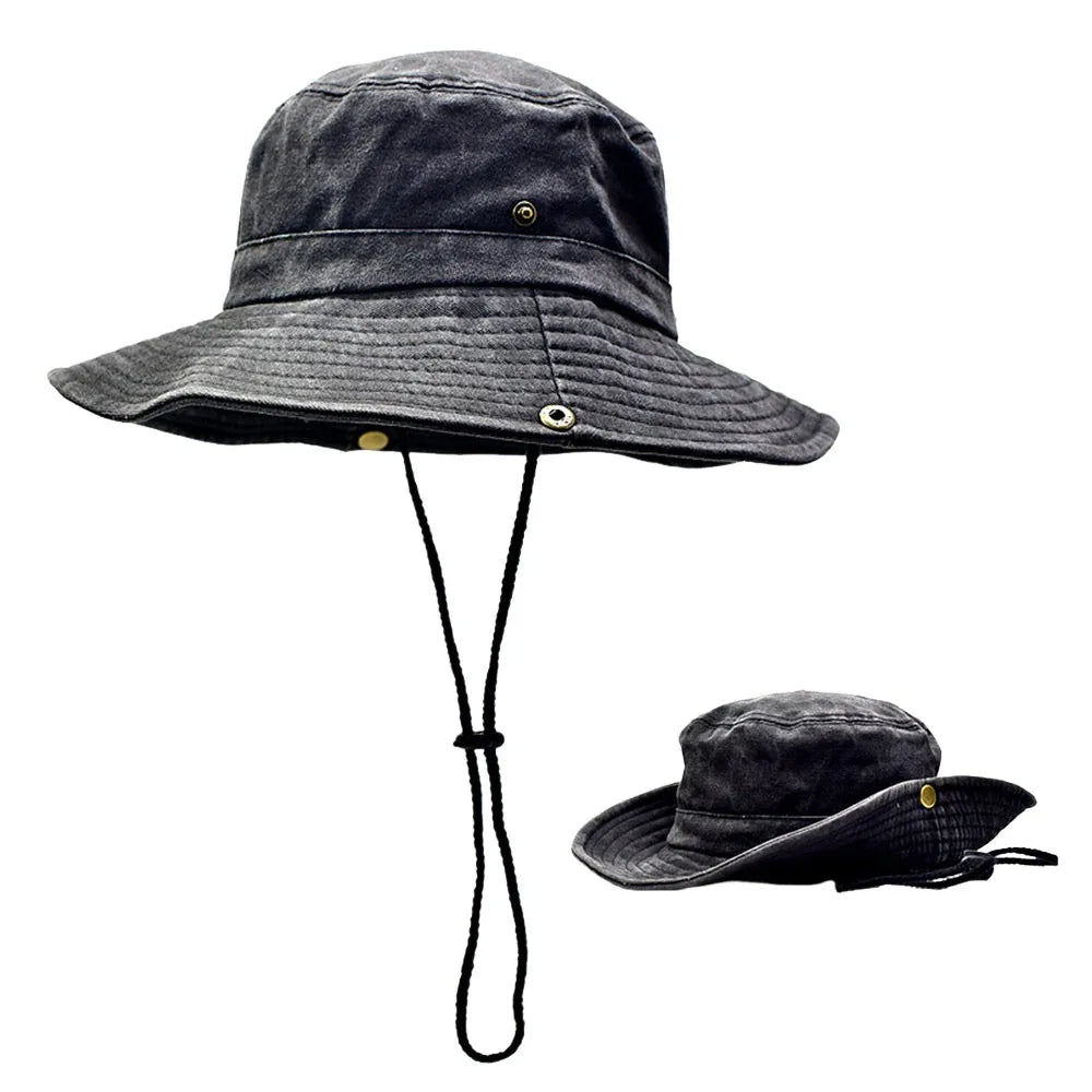 New Washed Cotton Bucket Hats Breathable UV Protection Panama Hat
