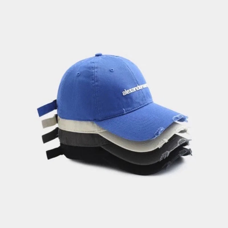 Ripped Letter Embroidery Trendy Baseball Cap Children Soft Top Showing Face Small Couple Big Head Casual Cap Men