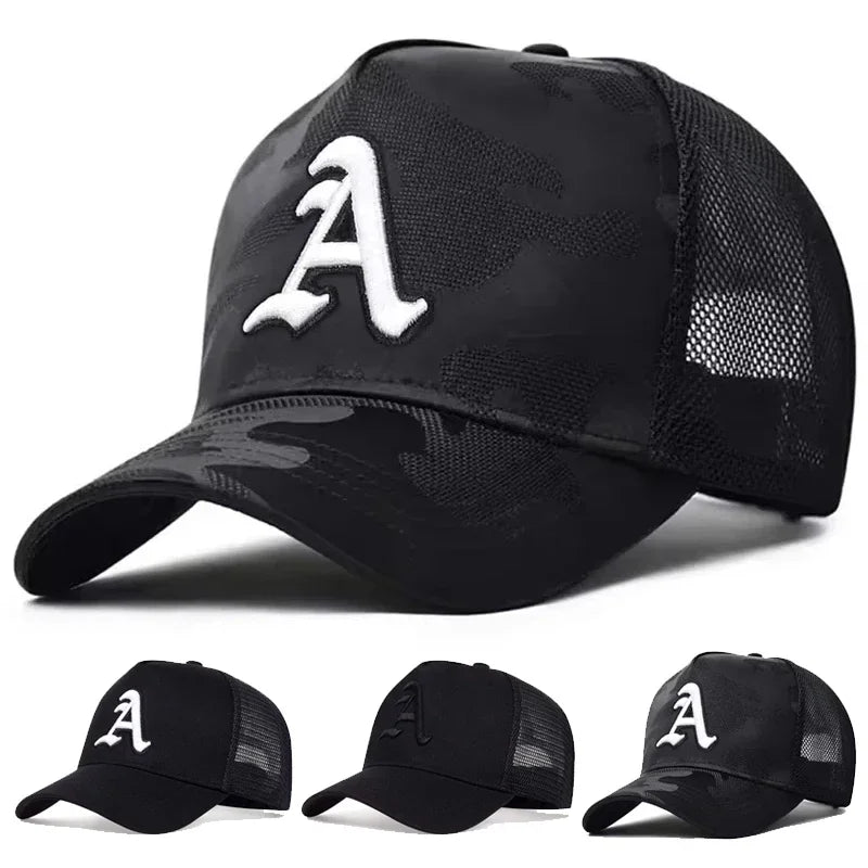 Unisex Gothic Letter A Embroidery Baseball Net Caps