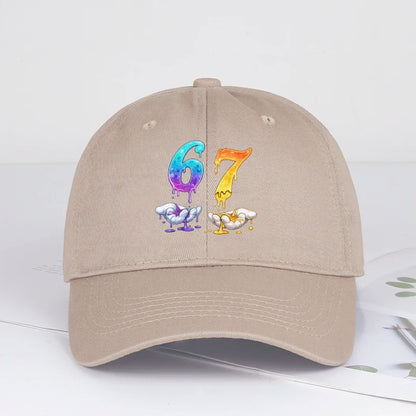 Colorful Dripping Number 67 Print Baseball Cap