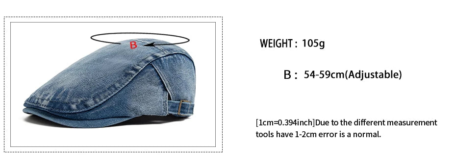 New Denim Cotton Beret Men Vintage Newsboy Cap Spring Autumn Casual Women