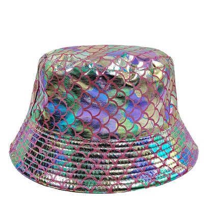 Colorful Shiny Leather Two Sided Fisherman Hat Women's and Men's