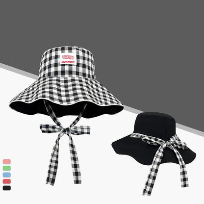 Plaid Fisherman Hat Trendy Seaside Beach Sunshade Hat