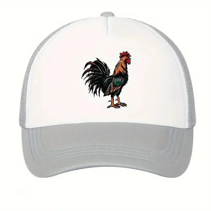 Vibrant Rooster Design Mesh Baseball Cap
