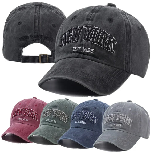 New York Washed Cotton Cap For Men Women