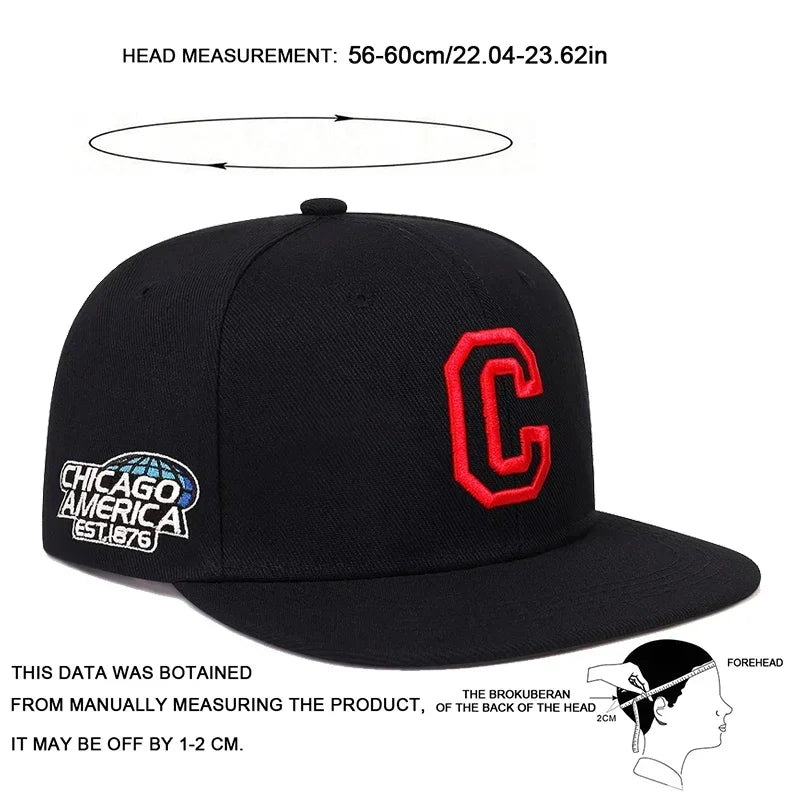 Unisex C Letter Embroidery Side Chicago Hip-Hop Hats