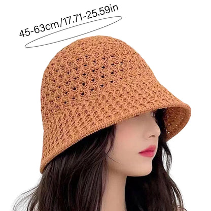 Summer Women Bucket Hat Hollow Out Thin Breathable Sun Hat