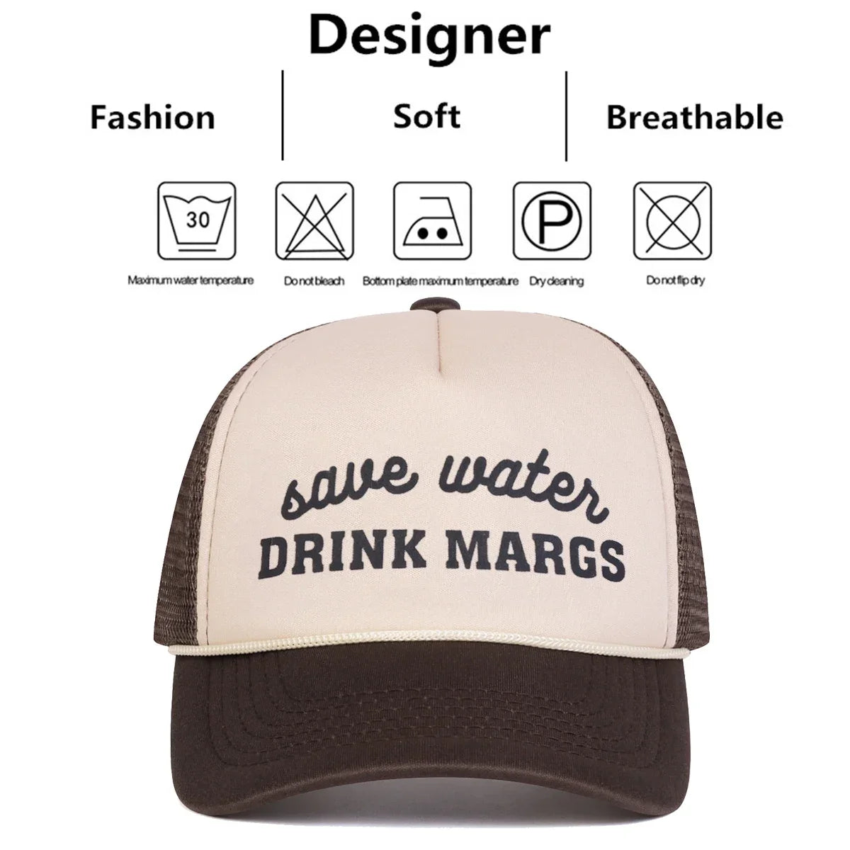 Unisex Drink Margs Letter Printed Baseball Net Caps Spring and Summer