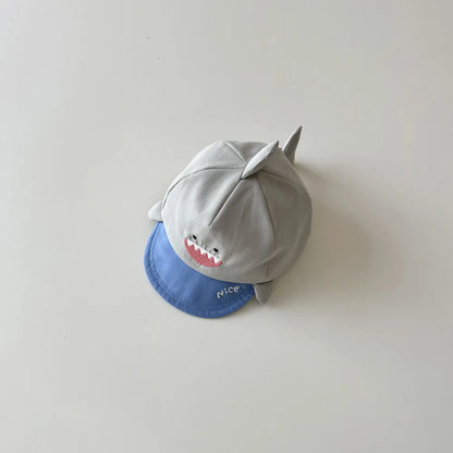 New 3-16M Baby Hat Contrast Color Cute Shark Shape Toddlers Baseball Cap