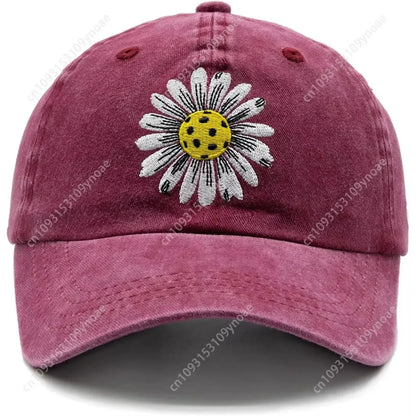 Daisy Washed Denim Embroidered Baseball Cap  Adjustable Classic Trucker Hat Outdoor Activies