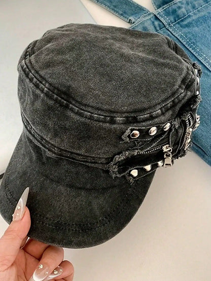 Vintage Rivet Washed Flat Top Street American Baseball Cap