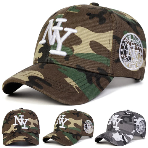 Unisex NY Embroidery Camouflage Baseball Caps Spring Autumn