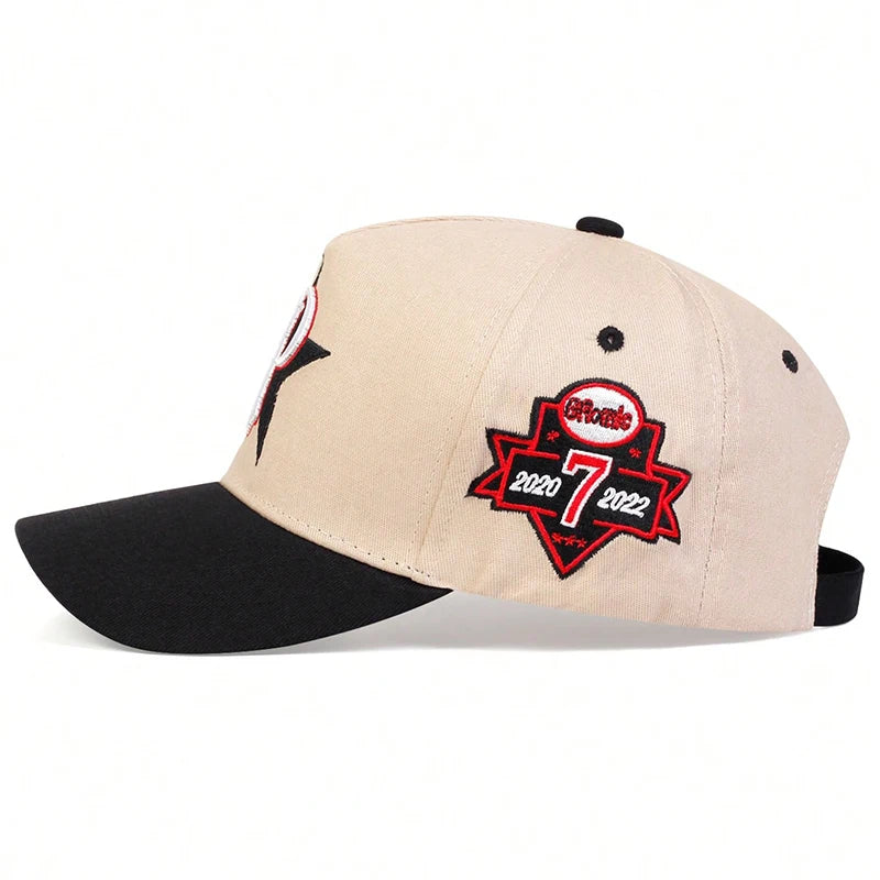 Unisex Five Pointed Star P Letter Embroidery Side 7 Baseball Caps Spring Autumn