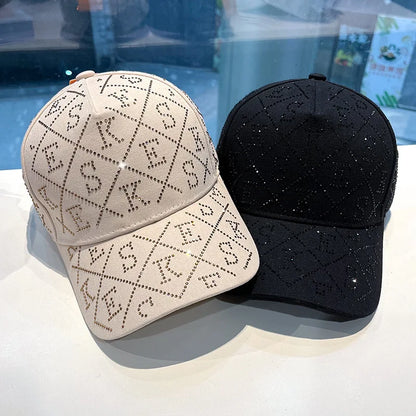 Full Rhinestone Letter Baseball Cap, Light Luxury Sparkling Rhinestone