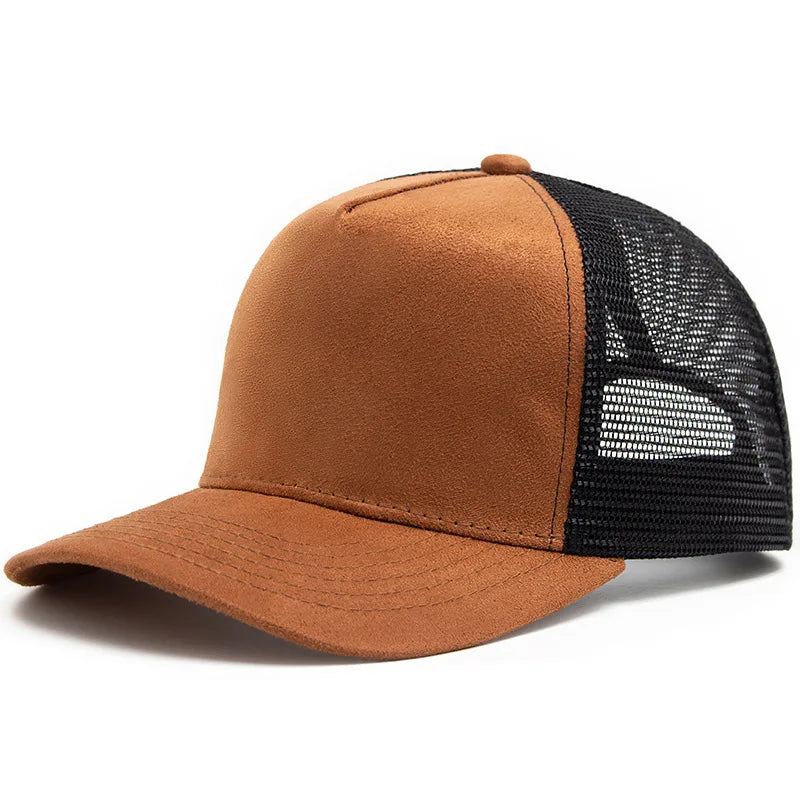 Spring Summer Suede 5 Panel Mesh Baseball Cap