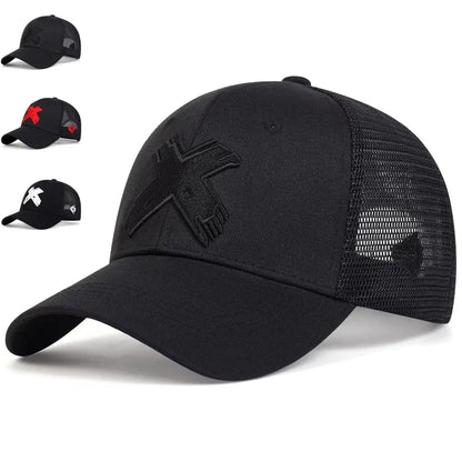 Unisex X Letter Embroidery Baseball Net Caps Spring Summer