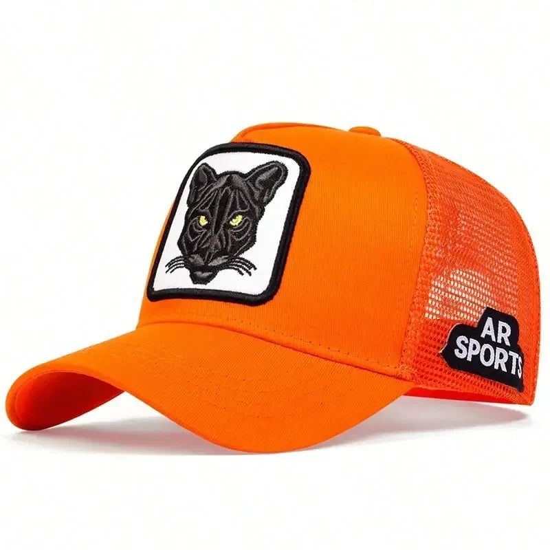 Unisex Panther Embroidery Baseball Net Caps Spring and Summer