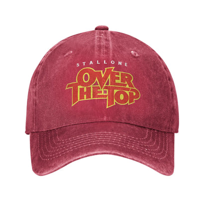 Over The Top Logo Movie Baseball Cap Lincoln Hawk Distressed Denim Washed Hat