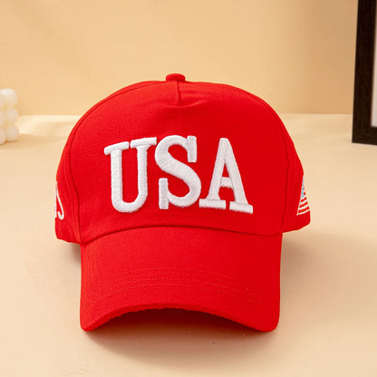 Fashion USA Letter Embroidered Baseball Cap American Flag Patch Adjustable Patriotic Dad Hat Outdoor Casual Daily