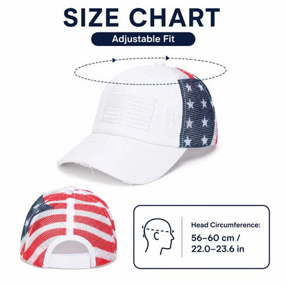 Summer Women Baseball Cap USA Star Print High Ponytail Hats
