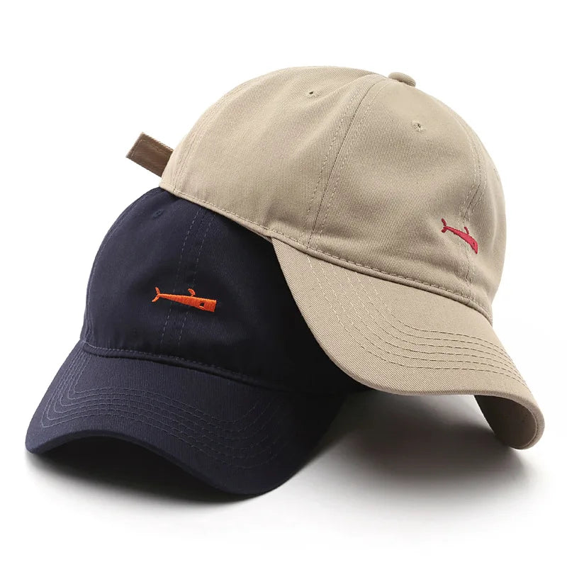 Simple Baseball Cap Men Sebound Hat Whale Embroidery Casual Hat
