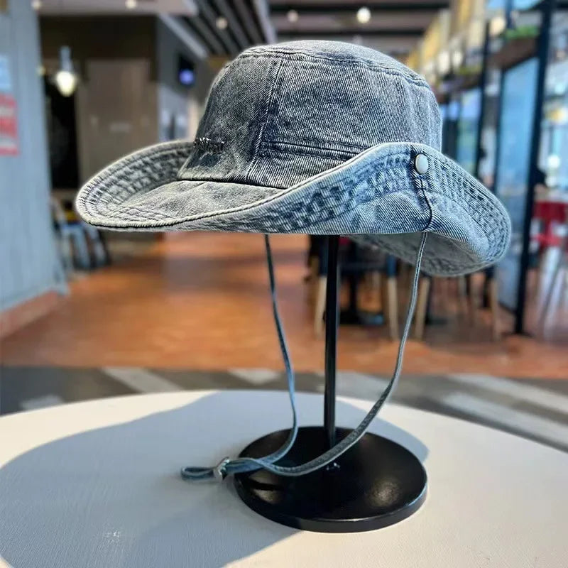 Denim Cloth Bucket Hat Men Women Outdoor