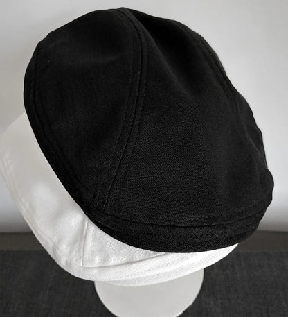 Solid Color Linen Flat Cap Breathable Summer Sun Hat