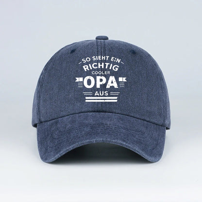“Cooler Grandpa” German Slogan Vintage-Style Printed Baseball Cap