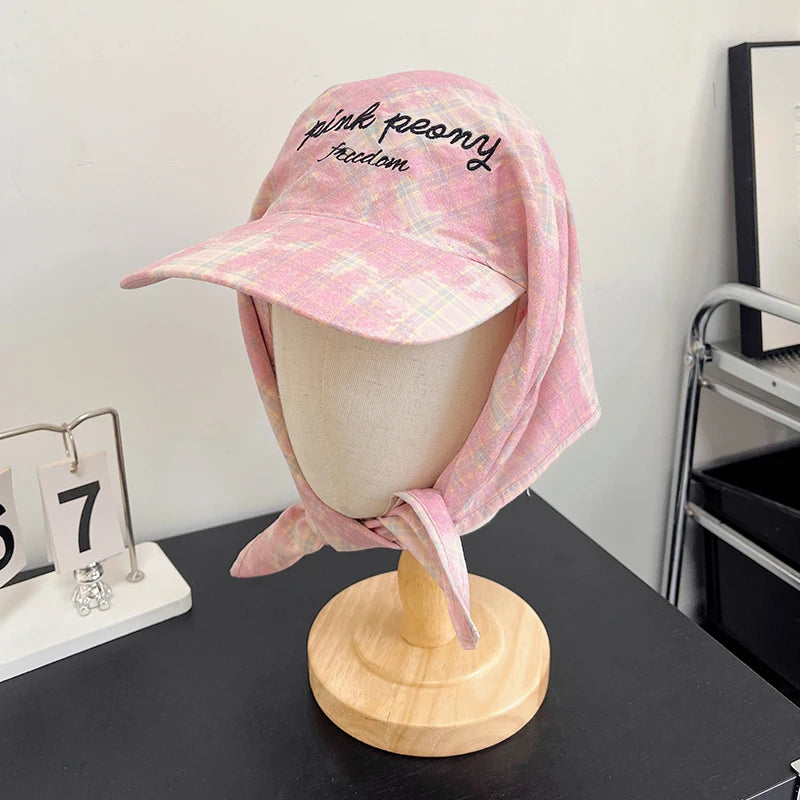 New Korean Original Ins Plaid Triangle Scarf Cap