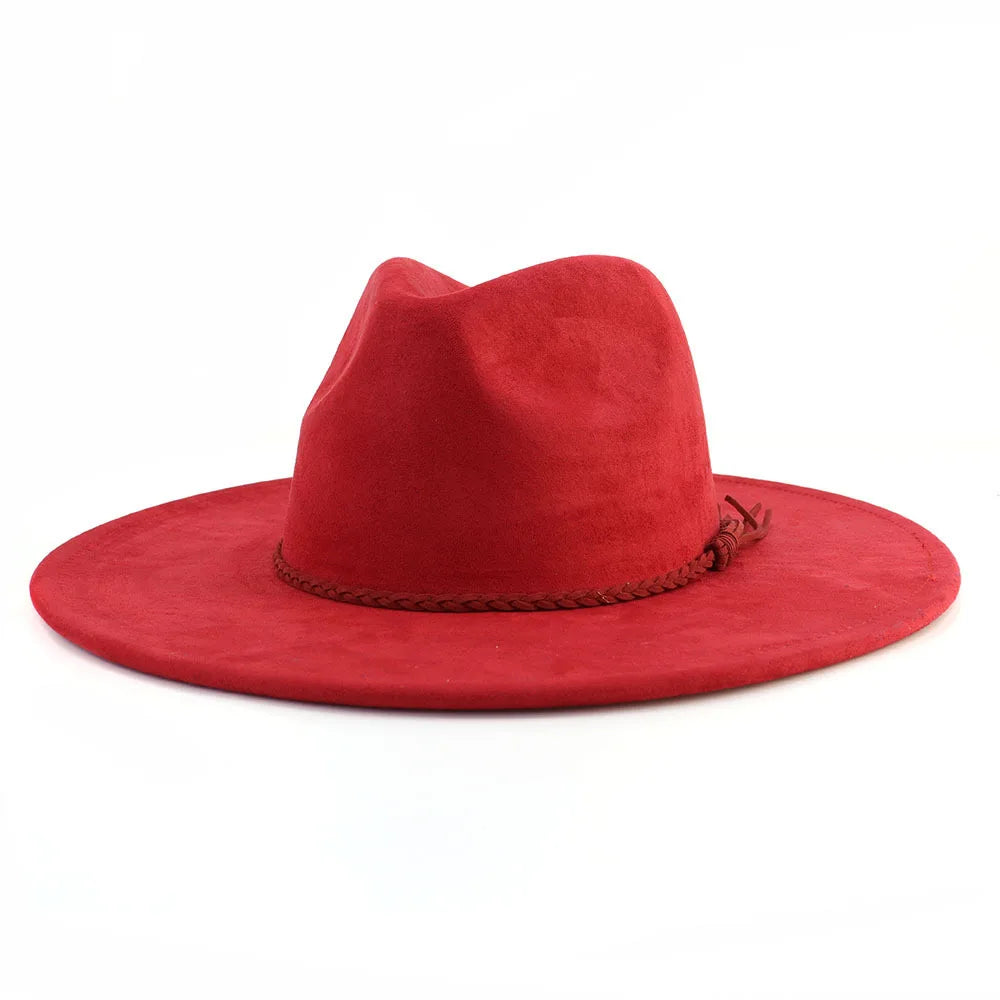 Malachite Green Suede Hat Wide Brim Fedora Hat Men Women Autumn Winter