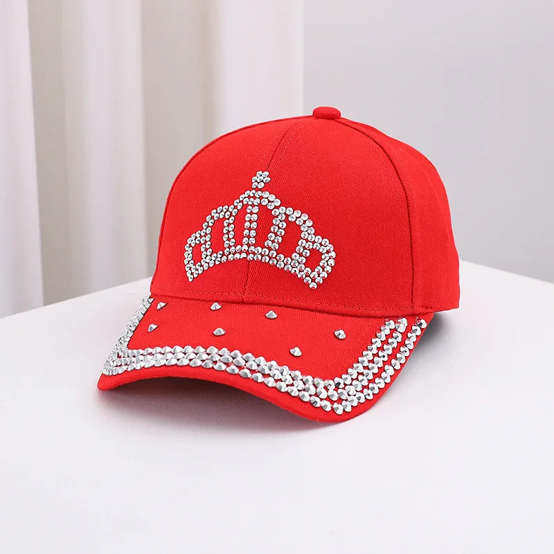 Men's and Women's Summer Fashion Casual Hot Diamond Crown Cap