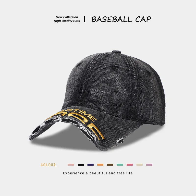 American Vintage Distressed Denim Baseball Cap