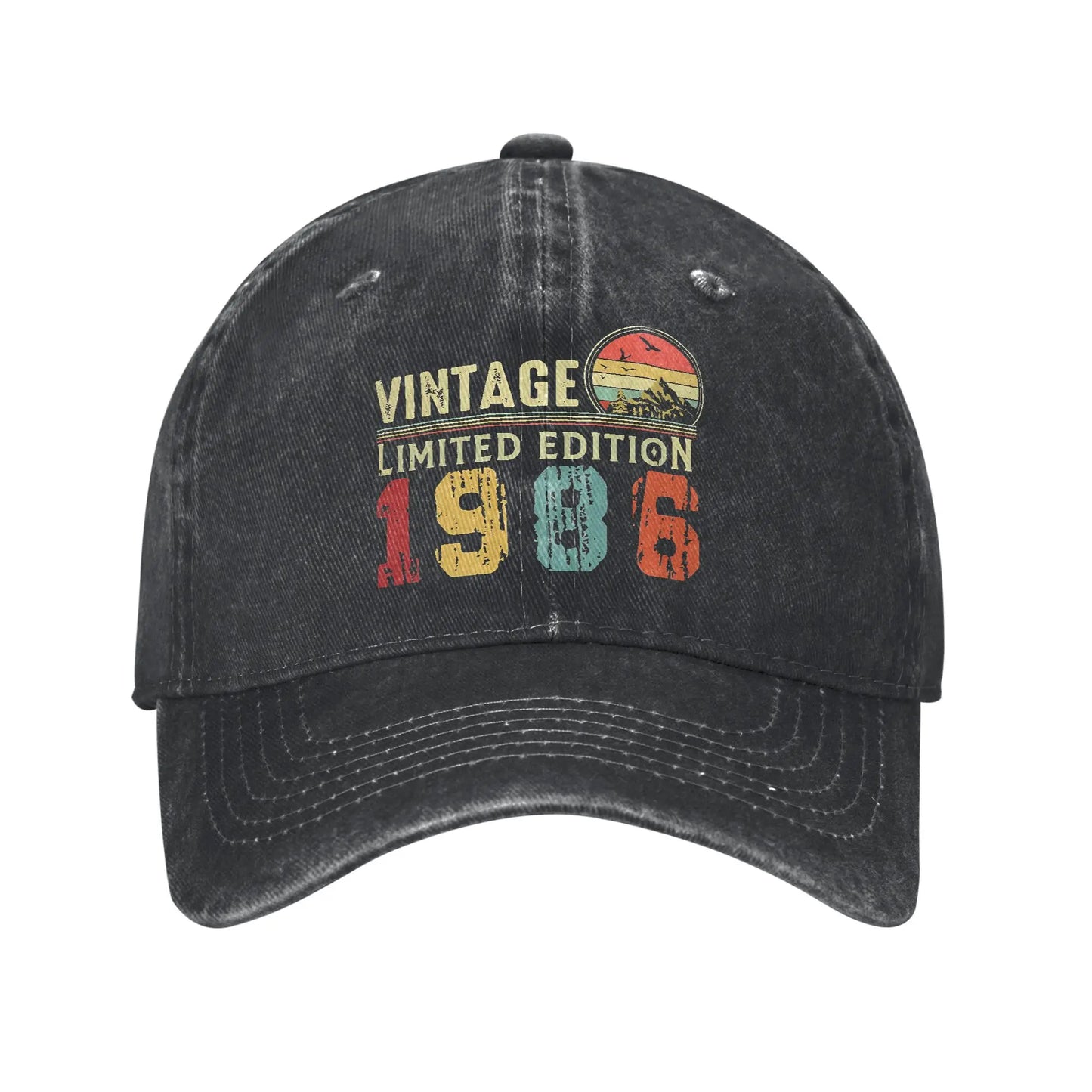 Unisex Vintage 1986 Birthday Year 40 years old  Printed Hats Vintage Distressed Denim  Baseball Cap
